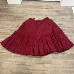 VTG Malco Modes Deep Red Tiered Square Dance Skirt Ruffle Made in USA Size M